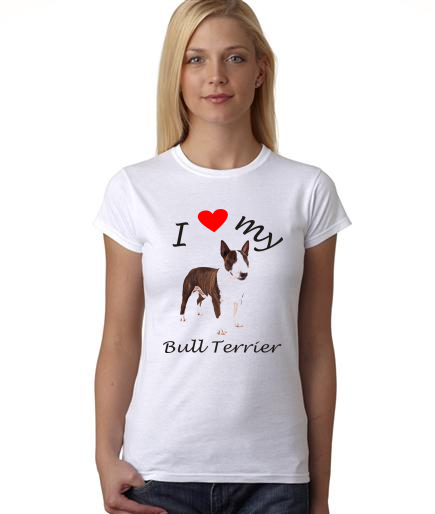 Dogs - I Heart My Bull Terrier on Womans Shirt